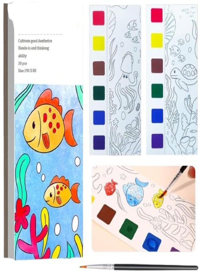 Cilveec Color Magic Book for Kids Activity Books for Children Coloring Books for Kids Ages 4-8 Years 20 Sheet Cartoon Painting kit with Brush Multicolor (Fish Design) - Image 1